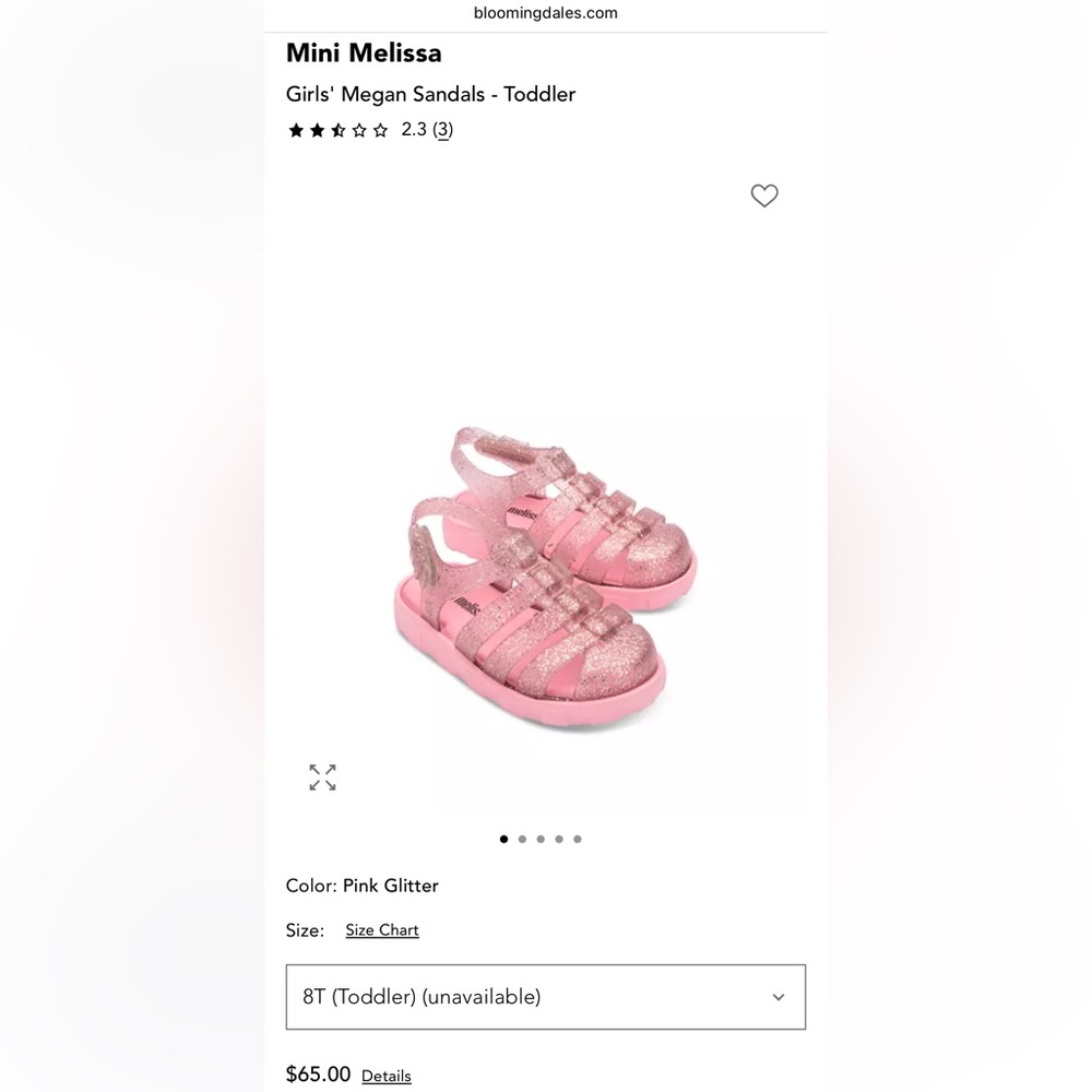 Mini Melissa Pink Glitter Girls' Sandals